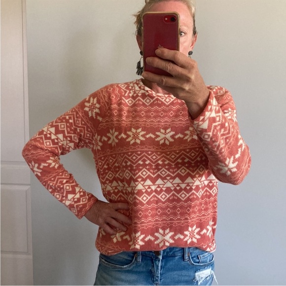 Brushed Hacci Fair Isle Geo Print Long Sleeve Top - Picture 4 of 9
